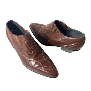 Nordstrom Slip On Brown Leather Classic Ankle Bootie Womens Sz 7.5 M Pointed Toe